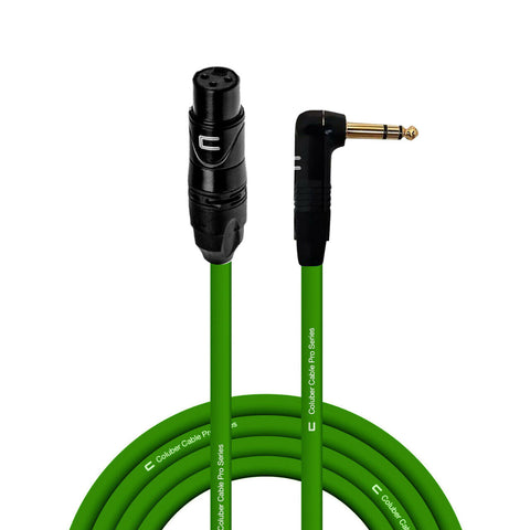 3-Pin XLR Female to Right Angle 1/4 TRS Male Balanced Interconnect Stereo Cable - Green