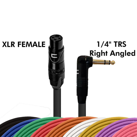 3-Pin XLR Female to Right Angle 1/4 TRS Male Balanced Interconnect Stereo Cable