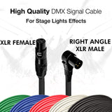 DMX Patch Cable 3-Pin XLR Right Angle Male to Female - 120 ohm DMX512 Data Cord