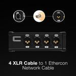 4 Channel 3-Pin XLR Male, Female to Single Ethercon - Compact Cat6 Multi Network