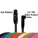 3-Pin XLR Female to Right Angle 1/4 TRS Male Balanced Interconnect Stereo Cable - Black