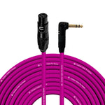 3-Pin XLR Female to Right Angle 1/4 TRS Male Balanced Interconnect Stereo Cable - Pink