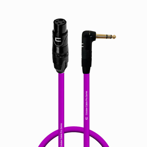 3-Pin XLR Female to Right Angle 1/4 TRS Male Balanced Interconnect Stereo Cable - Purple