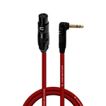 3-Pin XLR Female to Right Angle 1/4 TRS Male Balanced Interconnect Stereo Cable - Red