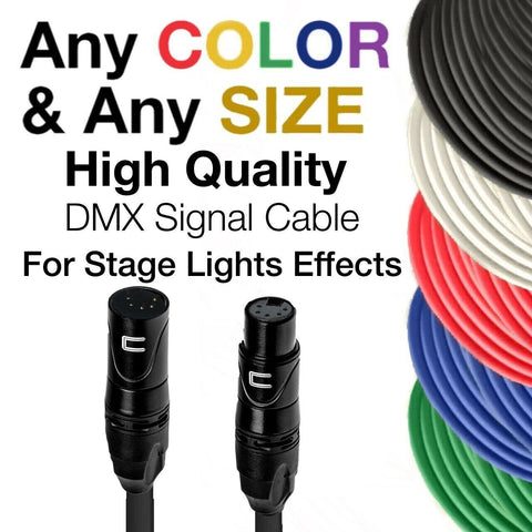 DMX Patch Cable 5-Pin XLR Male to Female - 120 ohm DMX512 Data Cord Custom Color