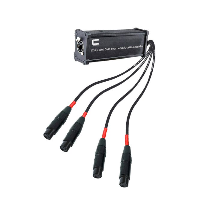 4-Channel 5-Pin XLR, AES, DMX Snake Audio Signal Over Ethernet Network